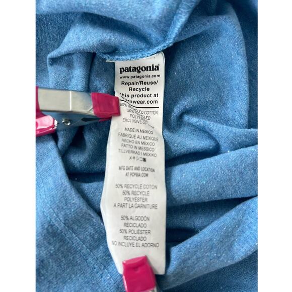 Patagonia Long Sleeve T-Shirt Men's Logo Solid Blue Size XXL - Picture 6 of 6